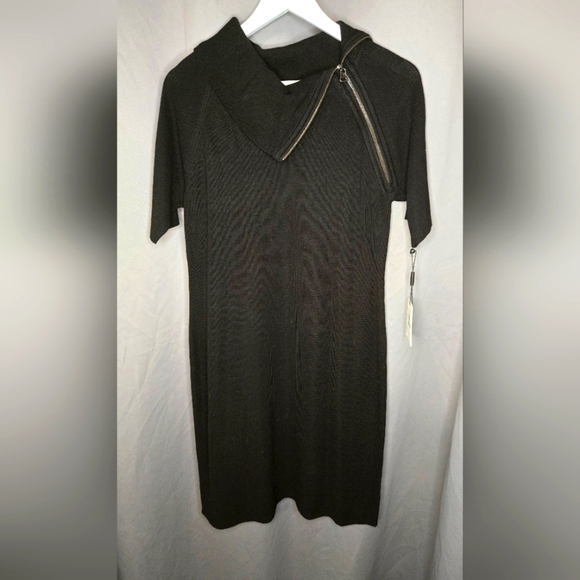 🖤 NWT Calvin Klein Asymmetrical Knit Sweater Dress – Size Large 🖤 - Picture 1 of 6
